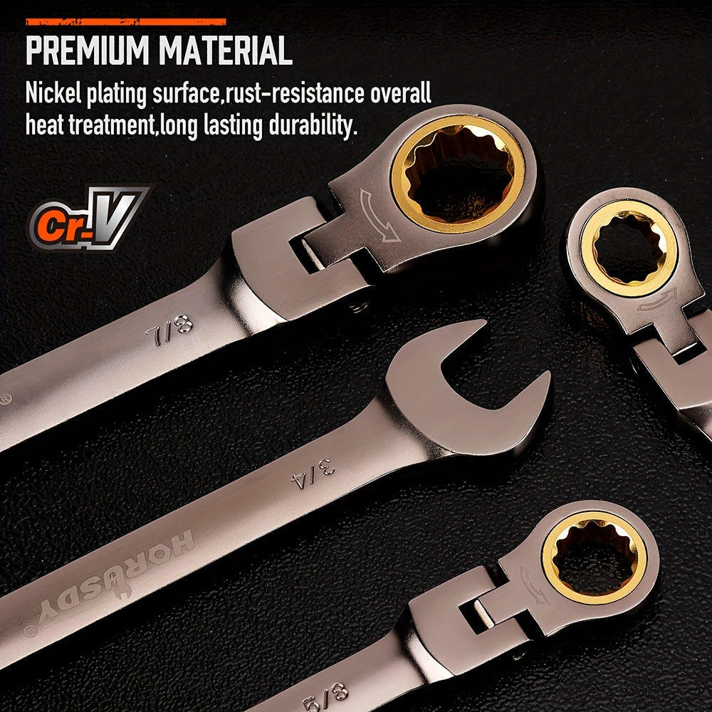 HORUSDY 12 Piece Metric And SAE Flex-Head Wrench Set