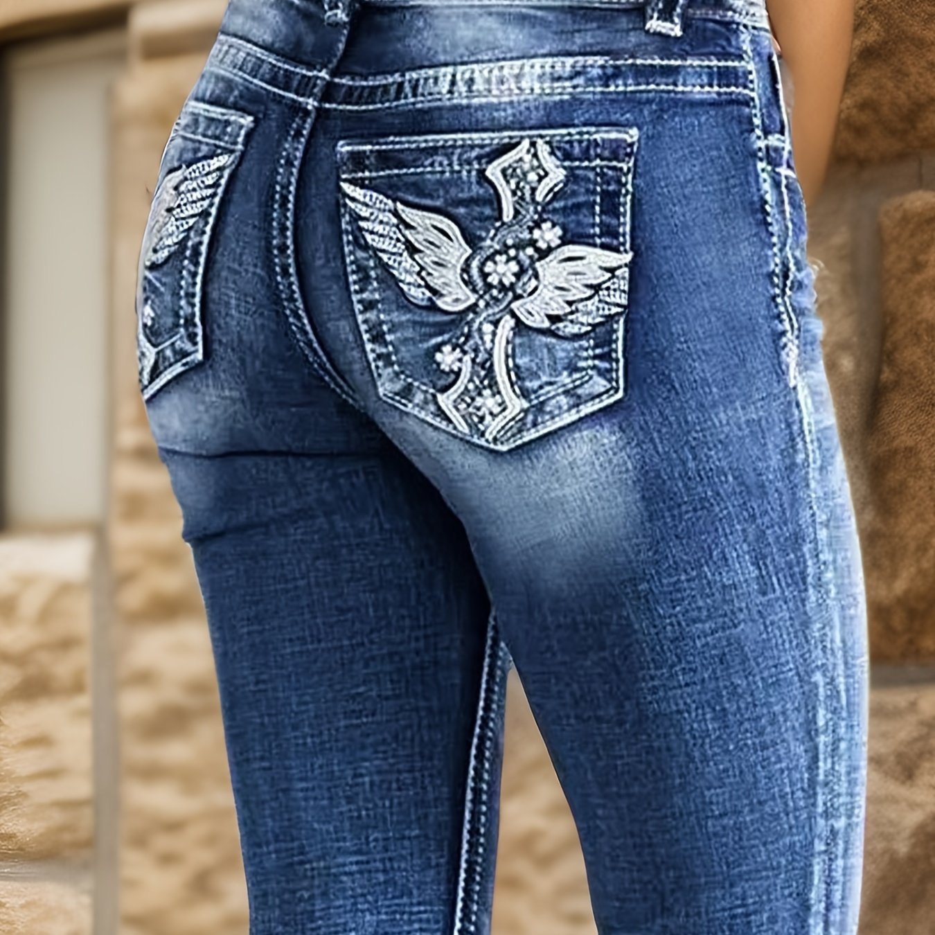Women's High-Rise Stretchy Bell-Bottom Jeans - Elegant All-Season Denim Pants
