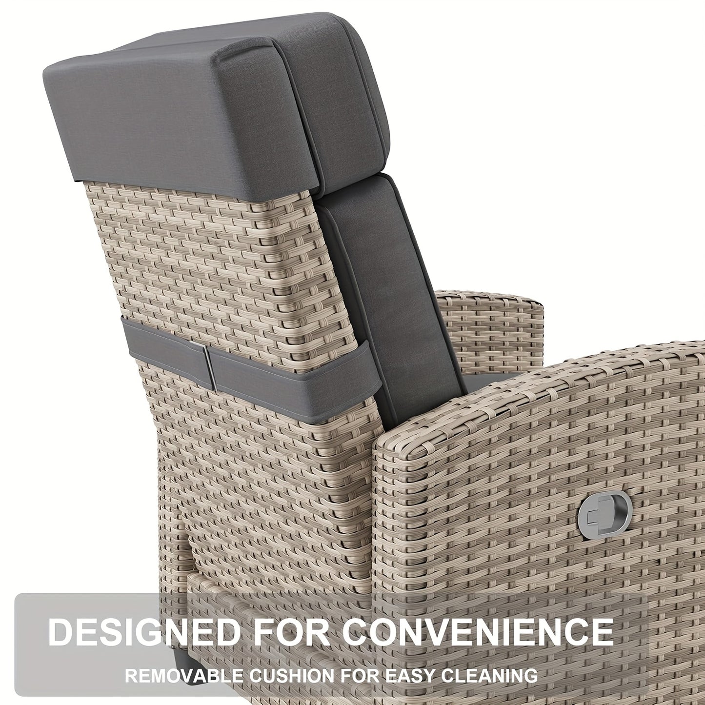 Outdoor Recliner Chair with Adjustable Backrest & Footrest