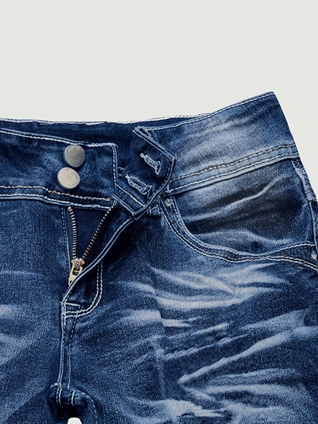 Stylish Ripped Jeans Light Blue Women's Distressed Denim