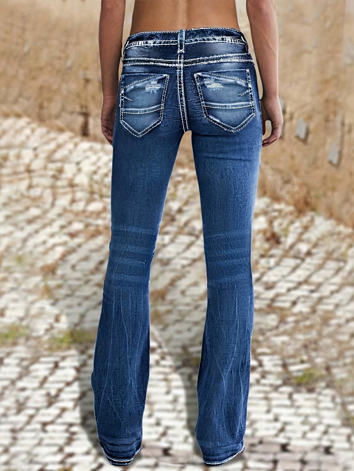 Stylish Ripped Jeans Light Blue Women's Distressed Denim