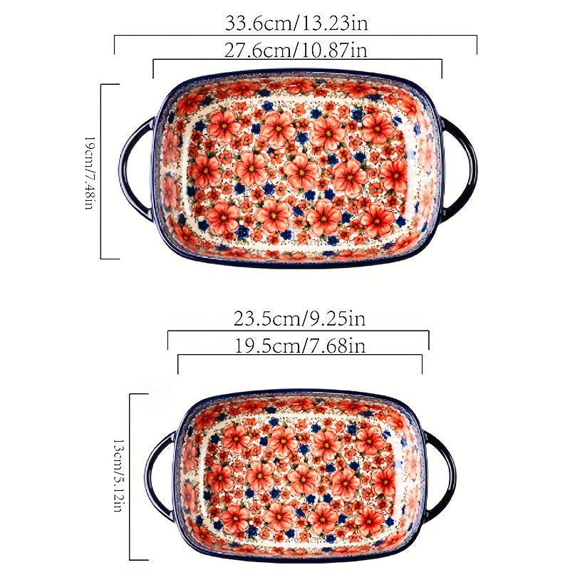 13+9 2 Set Large Capacity Ceramic Baking Dish Set With Handles