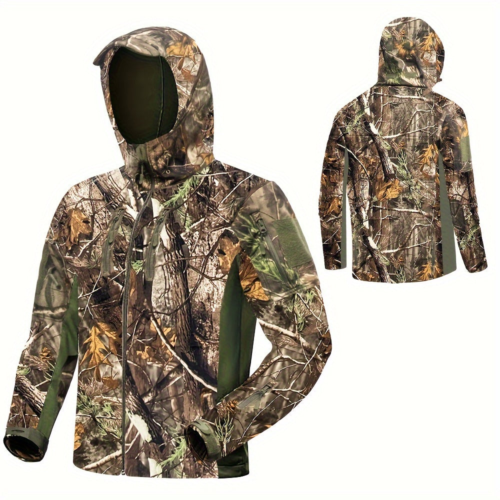 Men's Camo Hunting Suit - Windproof Fleece-Lined Jacket and Pants