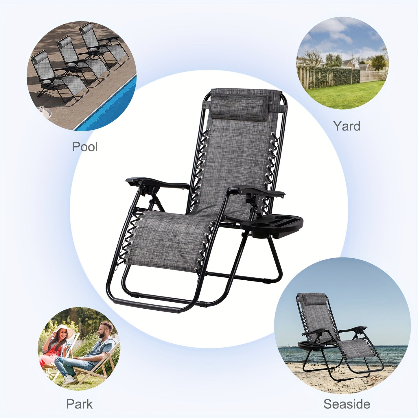 Nazhura Set Of 2 Relaxing Recliners Patio Chairs Grey