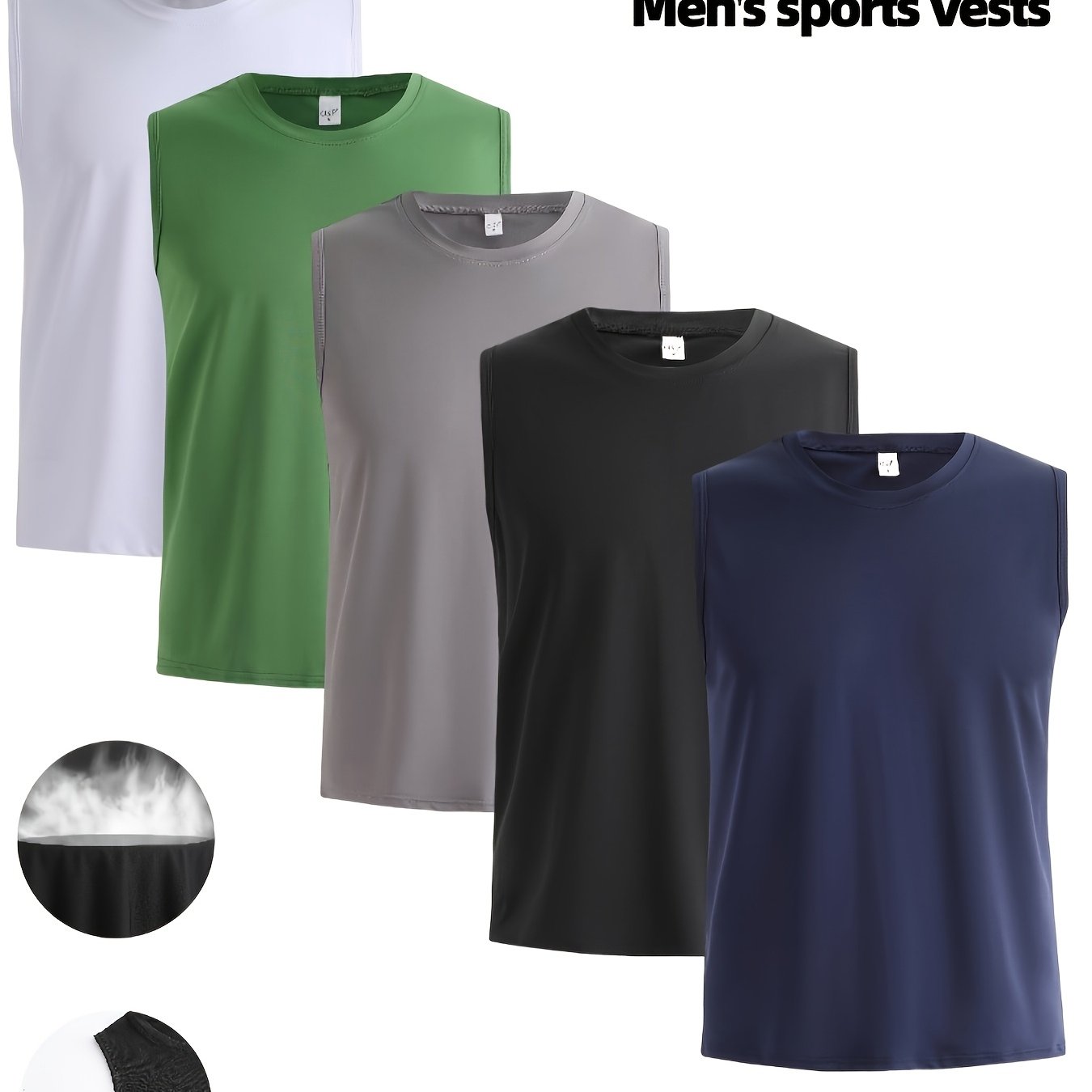 Moisture-Wicking Vests 5pcs Men's Plus Size Sleeveless Vests