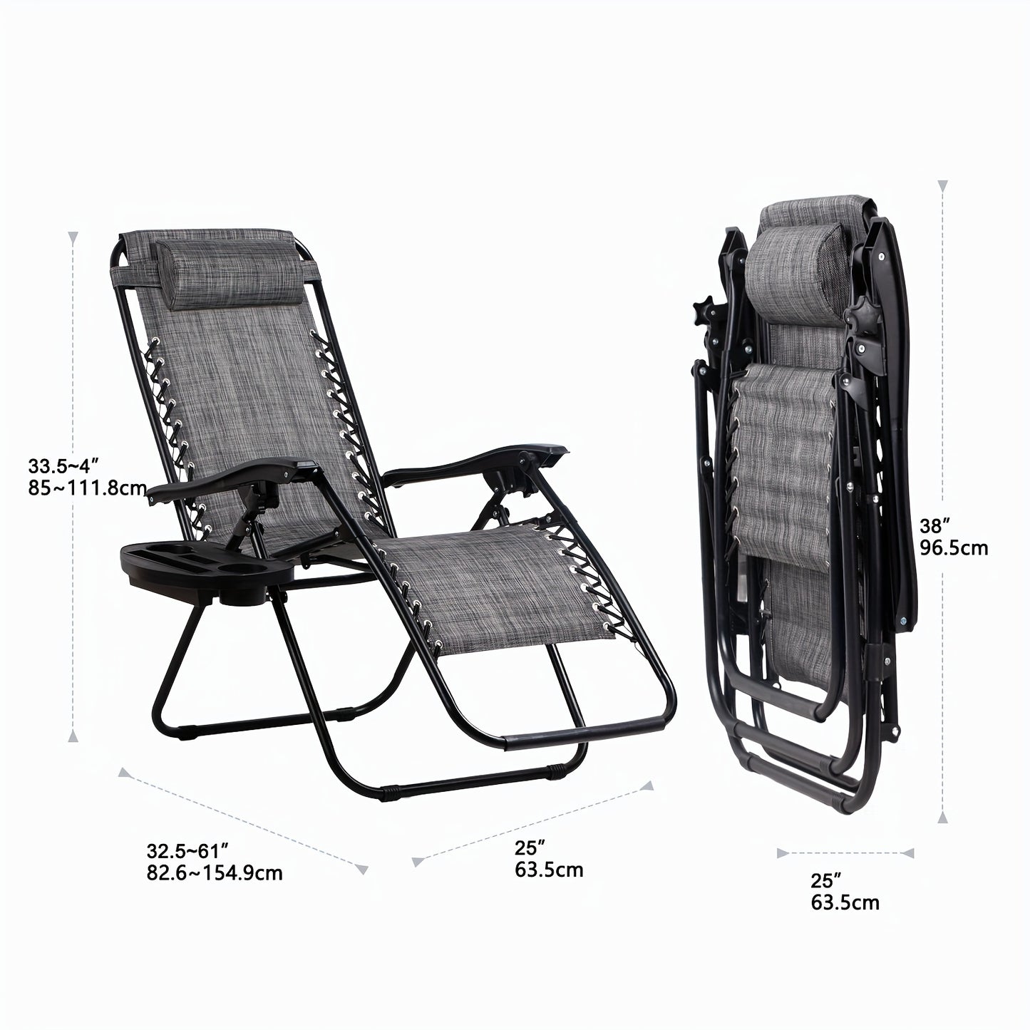 Nazhura Set Of 2 Relaxing Recliners Patio Chairs Grey