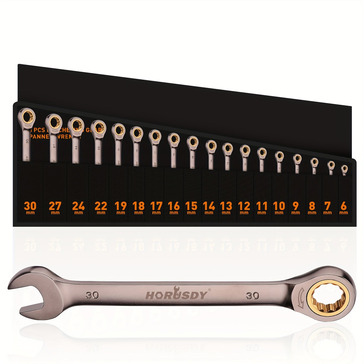 Horusdy 18pcs Ratchet Wrench Set Metric Spanners