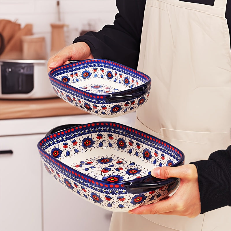 13+9 2 Set Large Capacity Ceramic Baking Dish Set With Handles