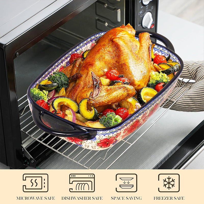 13+9 2 Set Large Capacity Ceramic Baking Dish Set With Handles