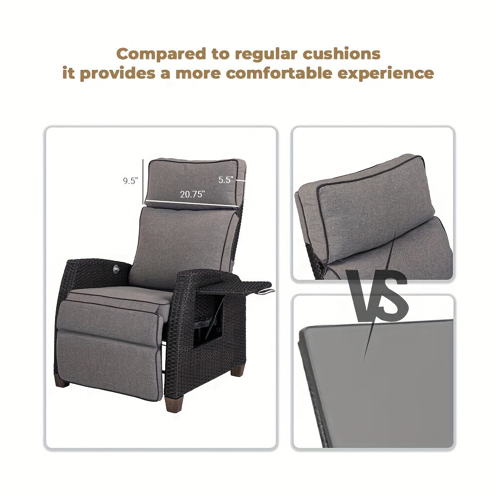 Outdoor Patio 150° Lay Flat Recliner Chair with Flip Table