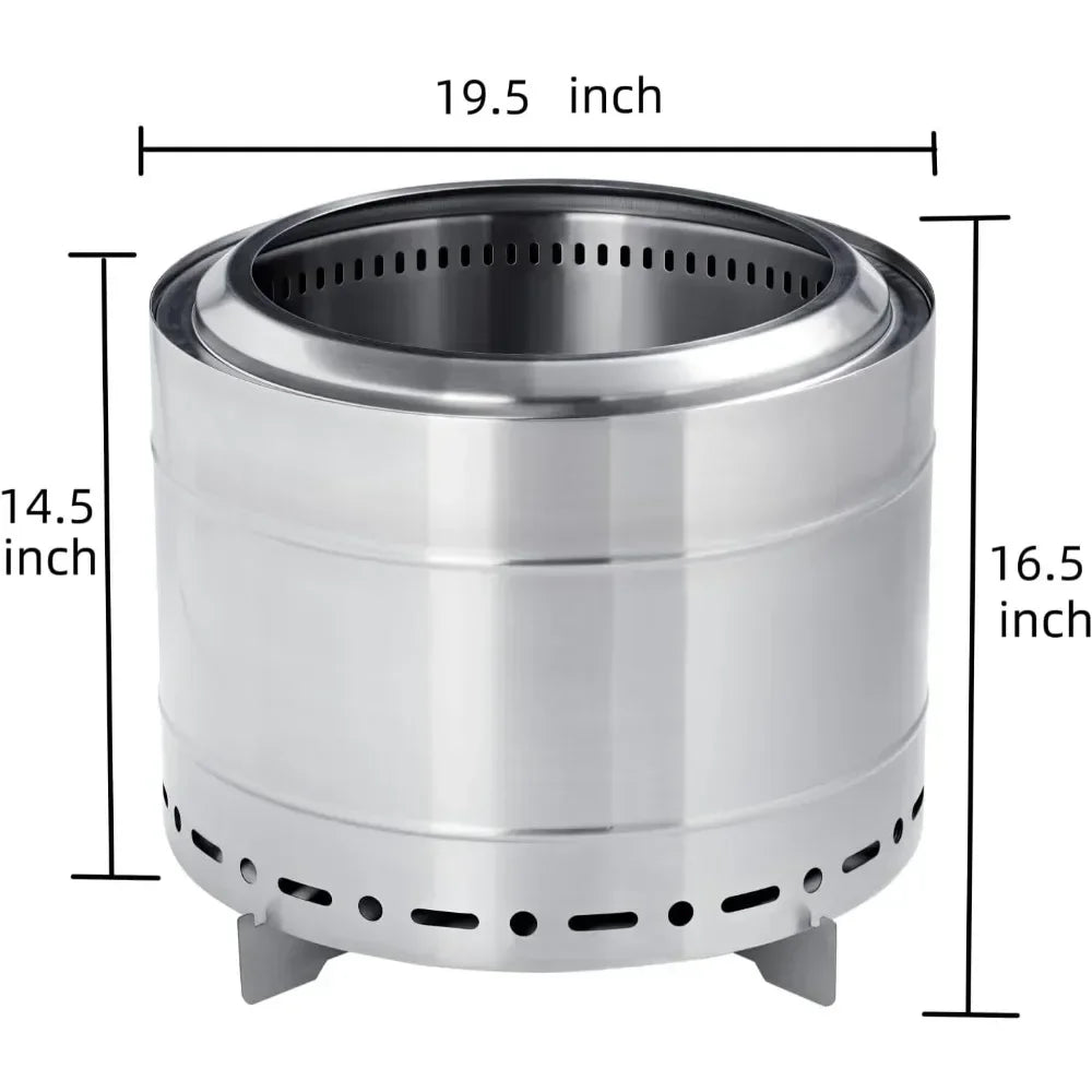 19.5 Inch Smokeless Fire Pit with Carry Bag for Camping