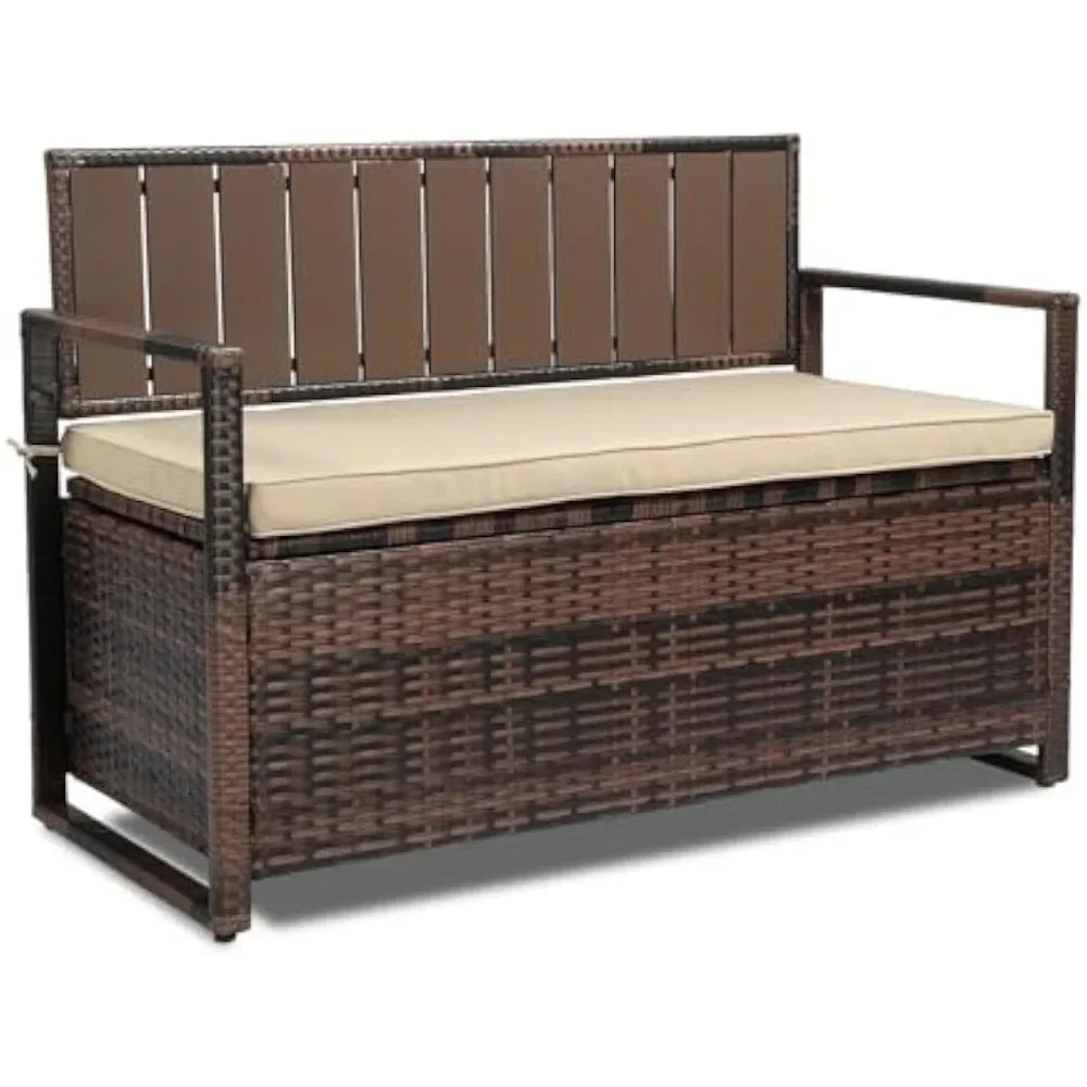 Garden Outdoor Leisure Bench Terrace Chair with Storage
