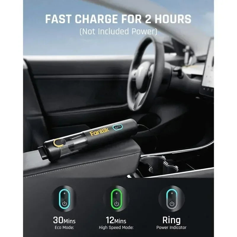 Fanttik Slim V8 Mate/V8 Apex Portable Cordless Car Vacuum 12000Pa/30AW RobustClean Mini Vacuum with Flexible Hose and Pet Brush