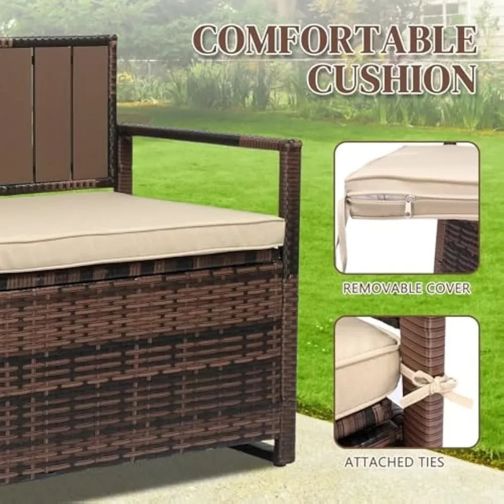 Garden Outdoor Leisure Bench Terrace Chair with Storage