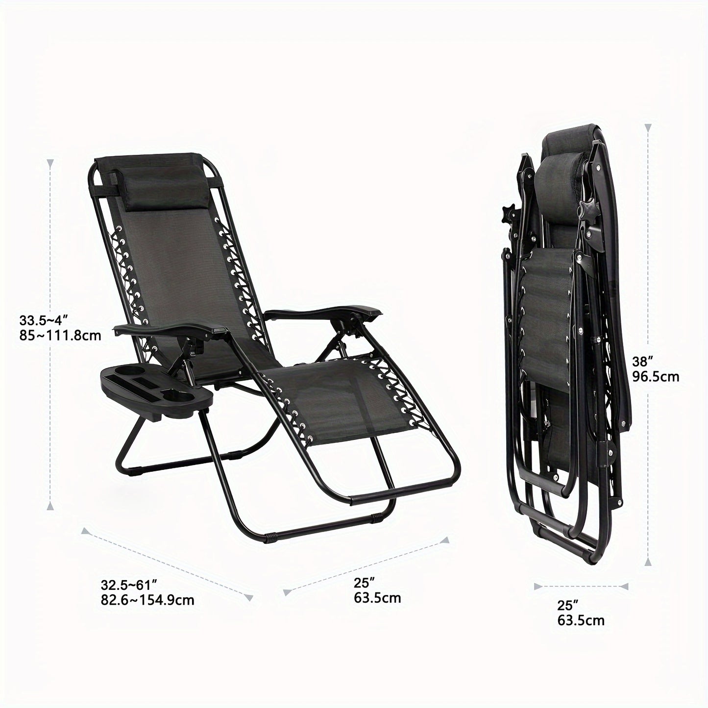 Set Of 2 Zero Gravity Relaxing Lounge Chair Foldable Patio Chair Office Stackable Chair