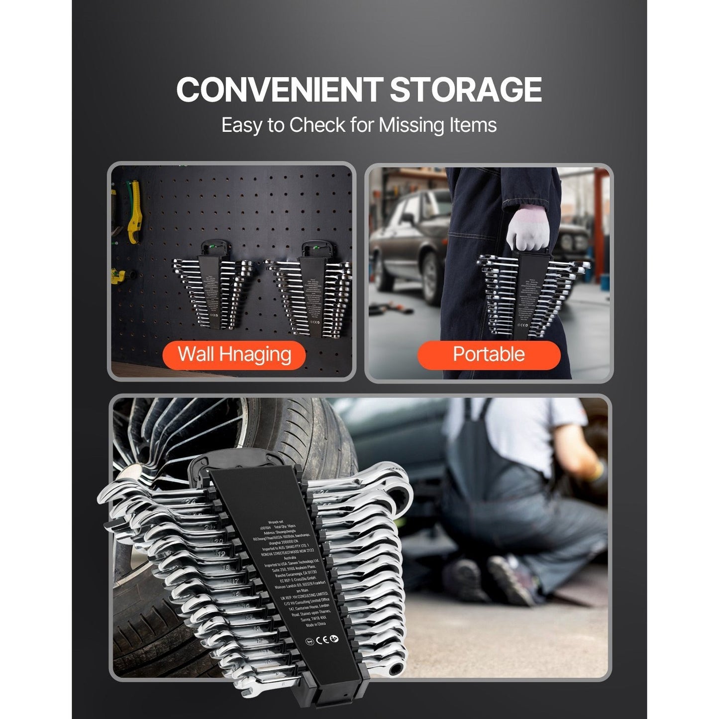VEVOR Combination Wrench Set Metric With Organizer Rack