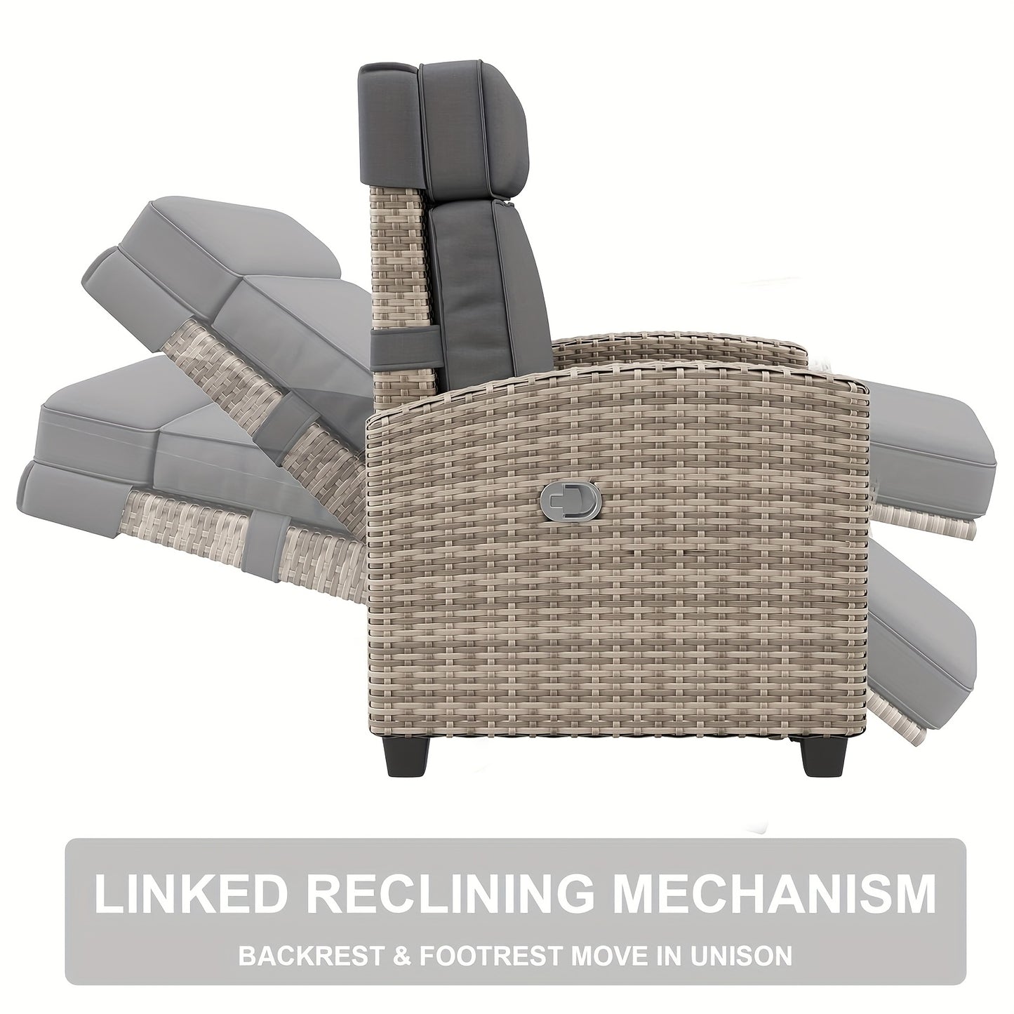 Outdoor Recliner Chair with Adjustable Backrest & Footrest