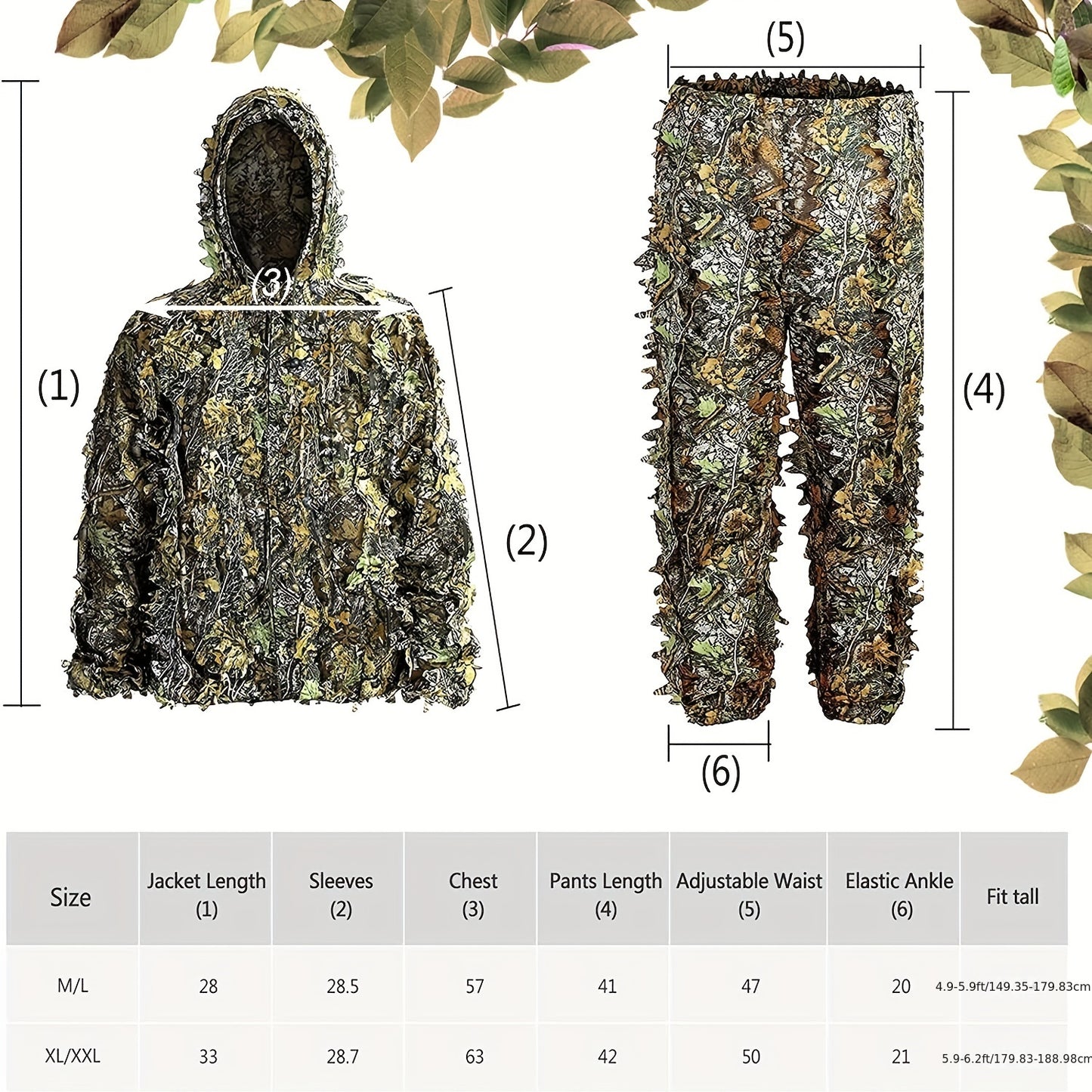 Lightweight 3D Leaf Camouflage for Hunting and Wildlife