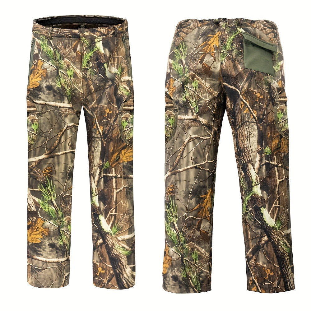 Men's Camo Hunting Suit - Windproof Fleece-Lined Jacket and Pants