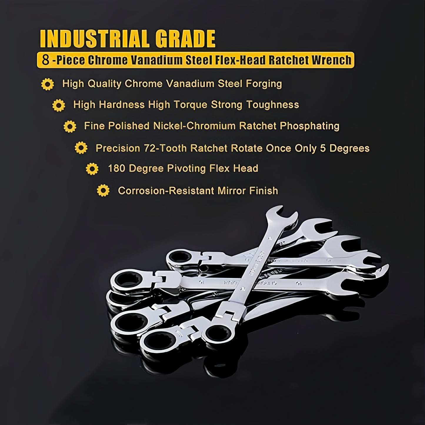 Spring Head Ratchet Spanner Set Combination End Spanner Set Chrome Vanadium Steel Hand Tool Socket Key Ratchet Spanner Set