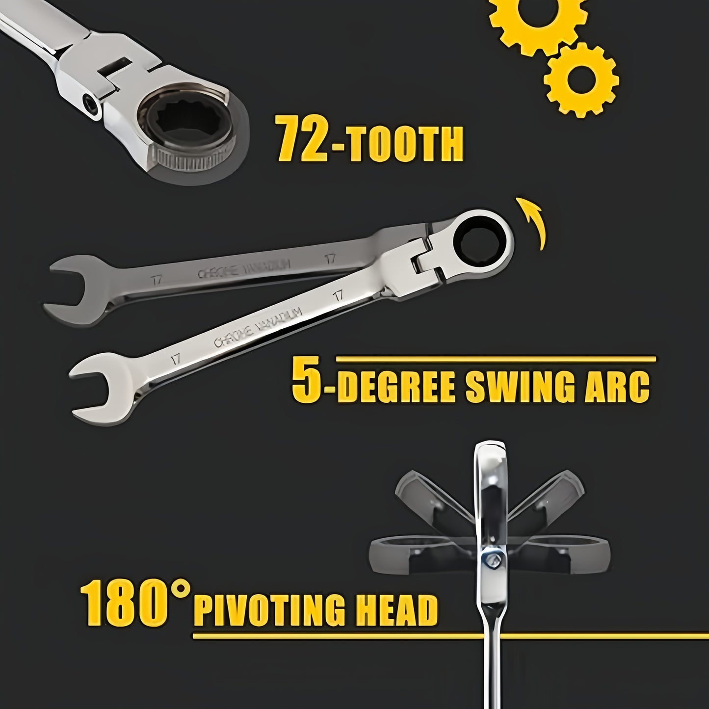 Spring Head Ratchet Spanner Set Combination End Spanner Set Chrome Vanadium Steel Hand Tool Socket Key Ratchet Spanner Set