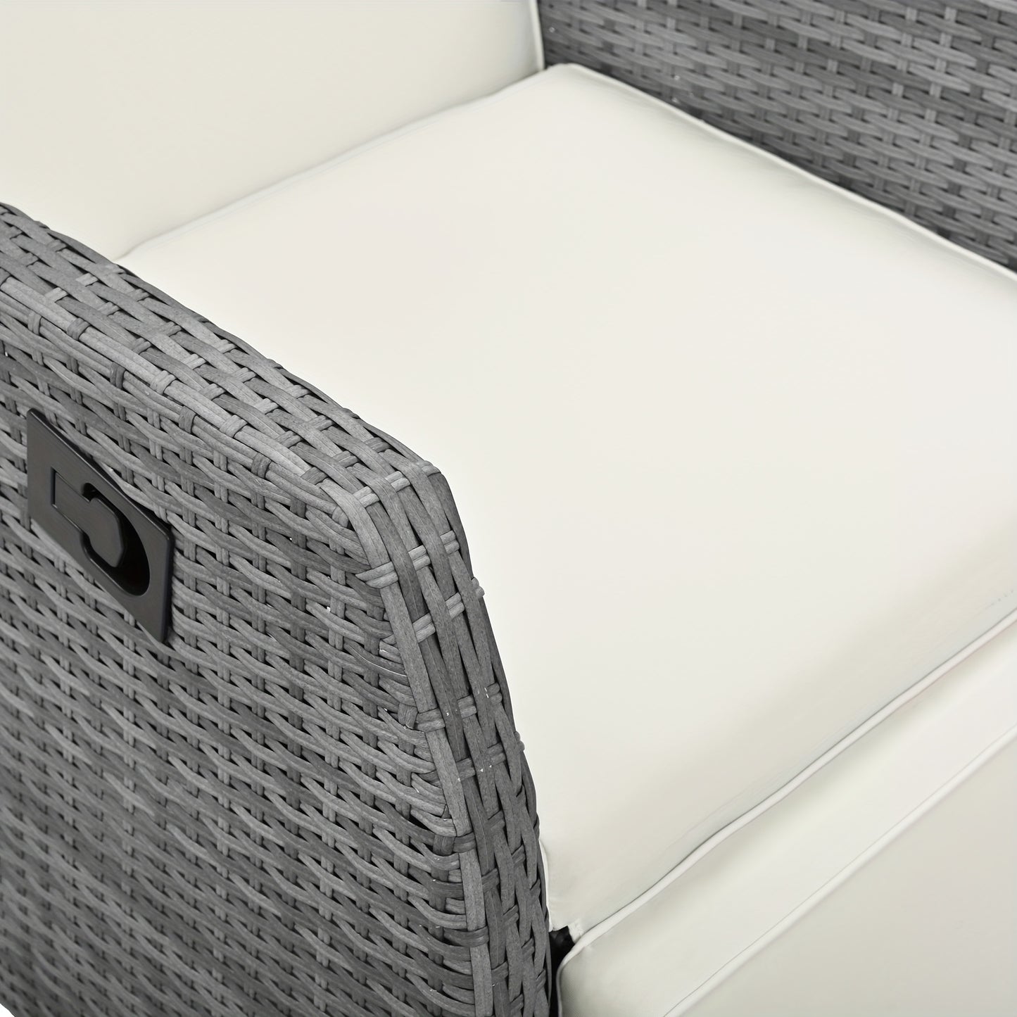 3pcs Outdoor Rattan Two-Person Recliner Chairs Set With Table