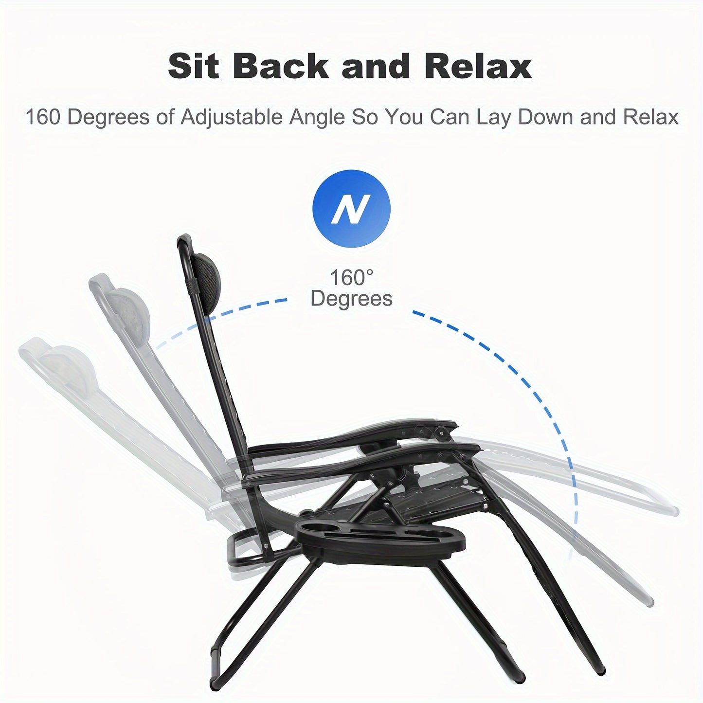 Set Of 2 Zero Gravity Relaxing Lounge Chair Foldable Patio Chair Office Stackable Chair