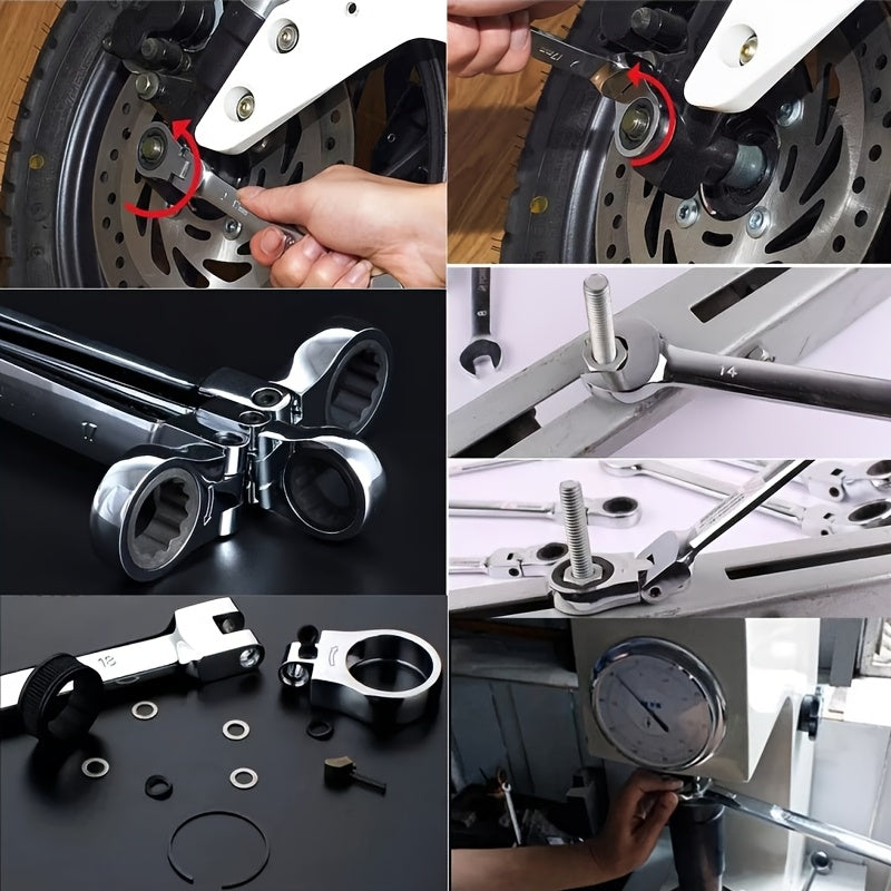Spring Head Ratchet Spanner Set Combination End Spanner Set Chrome Vanadium Steel Hand Tool Socket Key Ratchet Spanner Set