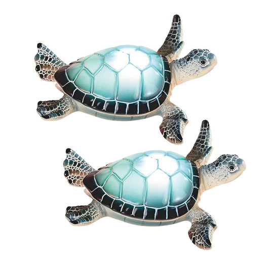"2-PC Set" 6.25"W Blue Sea Turtle with LED Figurine Figurine Statue Ornament Home/Room Decor and Perfect Gift Ideas for House Warming, Holidays and Birthdays Great Collectible Addition