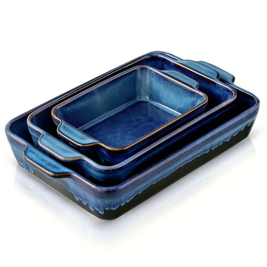 3pcs Bakeware Set, Ceramic Baking Dish Set, 9 X 13 Inches