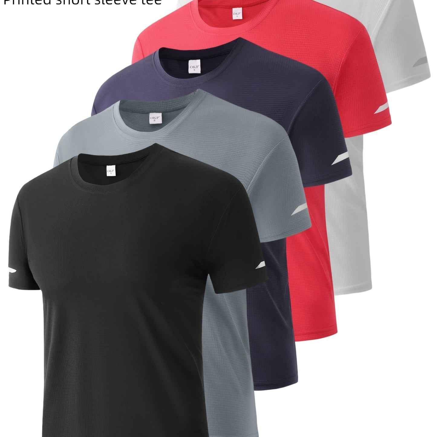 5pcs Men's Breathable Quick-Dry Athletic T-Shirts for Gym
