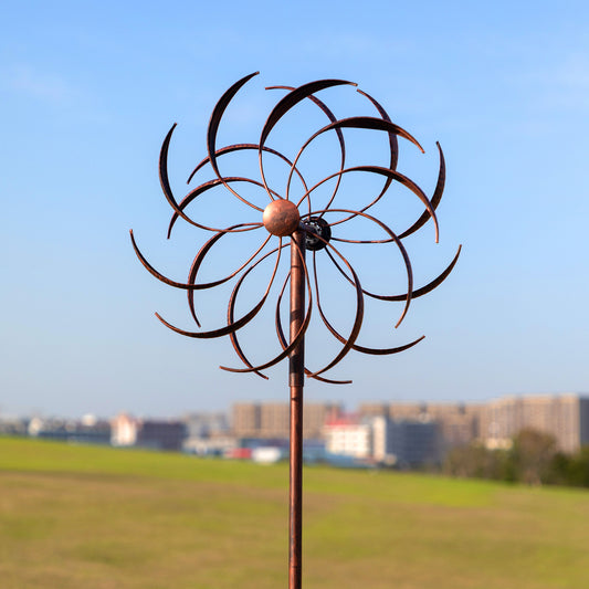 79 Inch High Wind Spinners Outdoor Metal Stake Windmill