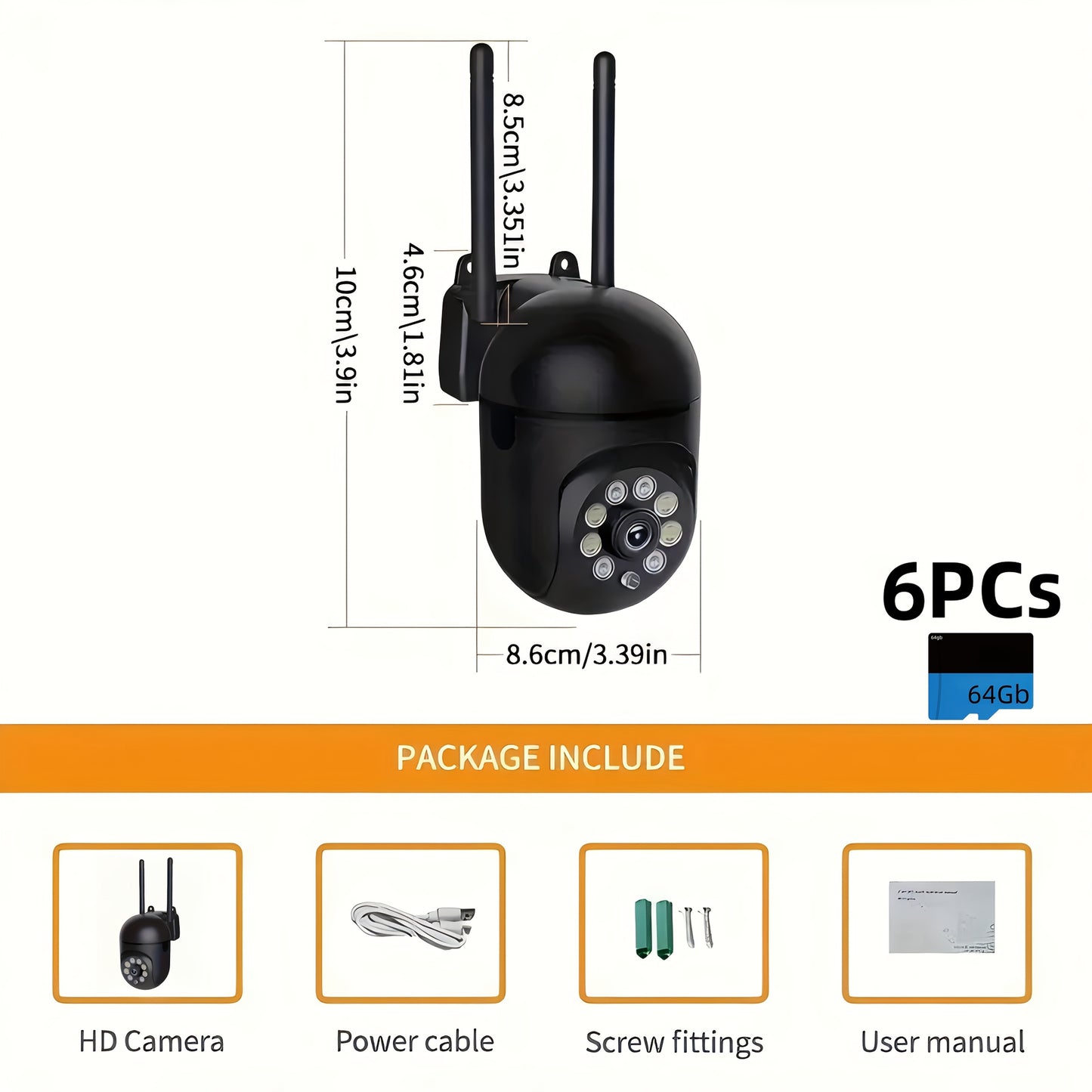 FULL HD 1080P WIFI 4Pcs Surveillance Camera - Indoor And Outdoor Long Range Night Vision Camera - 355 Degree Intercom Home Security Camera, 2.4G Home Security System, AI Mobile Detection, Two-Way Audio, Color Night Vision, Wi