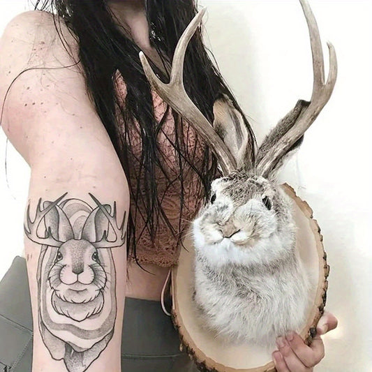 1/ 2pcs Jackalope Mount Wall Decor, The Latest Legend of Antlers, Animal Head Wall Decor, Deer Head Wall Mount, Resin Hanging Wall Art, Wooden Antler Rabbit Head