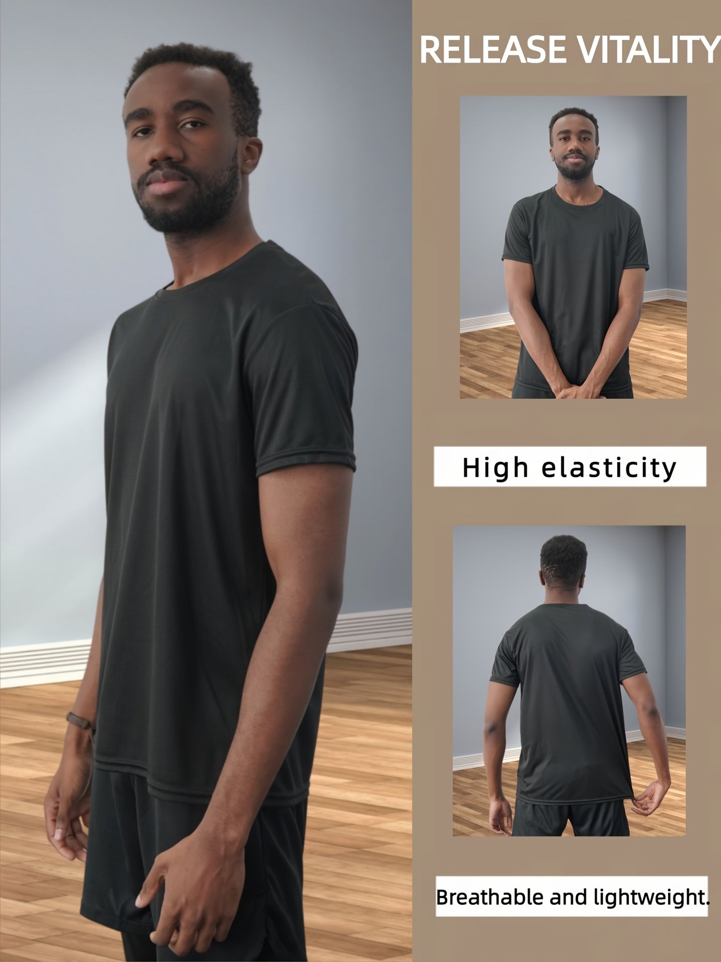 5pcs Men's Breathable Quick-Dry Athletic T-Shirts for Gym