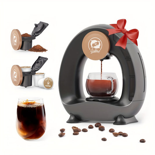 2-iN-1 Single Serve Coffee Maker Compatible With K Cup & Ground Coffee, Espresso Coffee Machine Americano Mini Coffee Machine/Tea Maker With Coffee Filter/K CUP-Adapter, 4-8 Oz One Cup Brewing Size