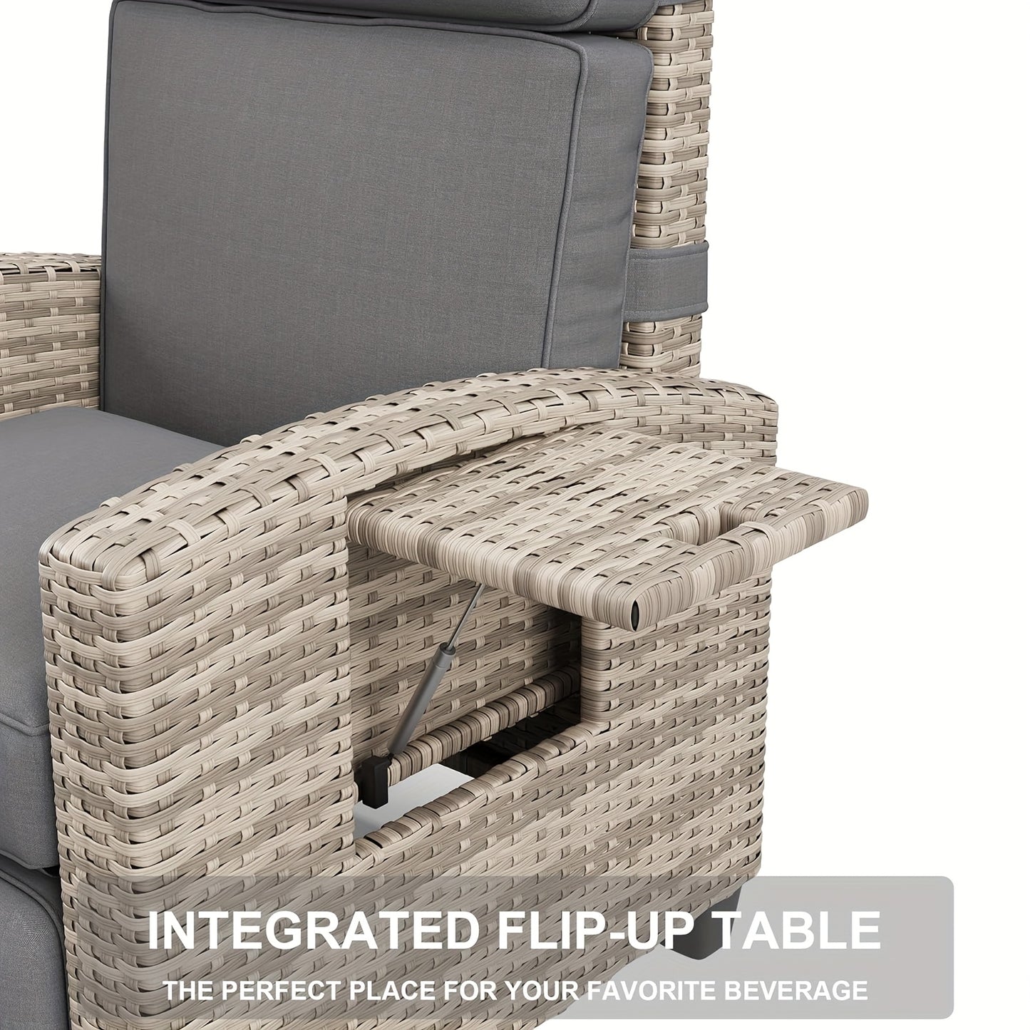 Outdoor Recliner Chair with Adjustable Backrest & Footrest
