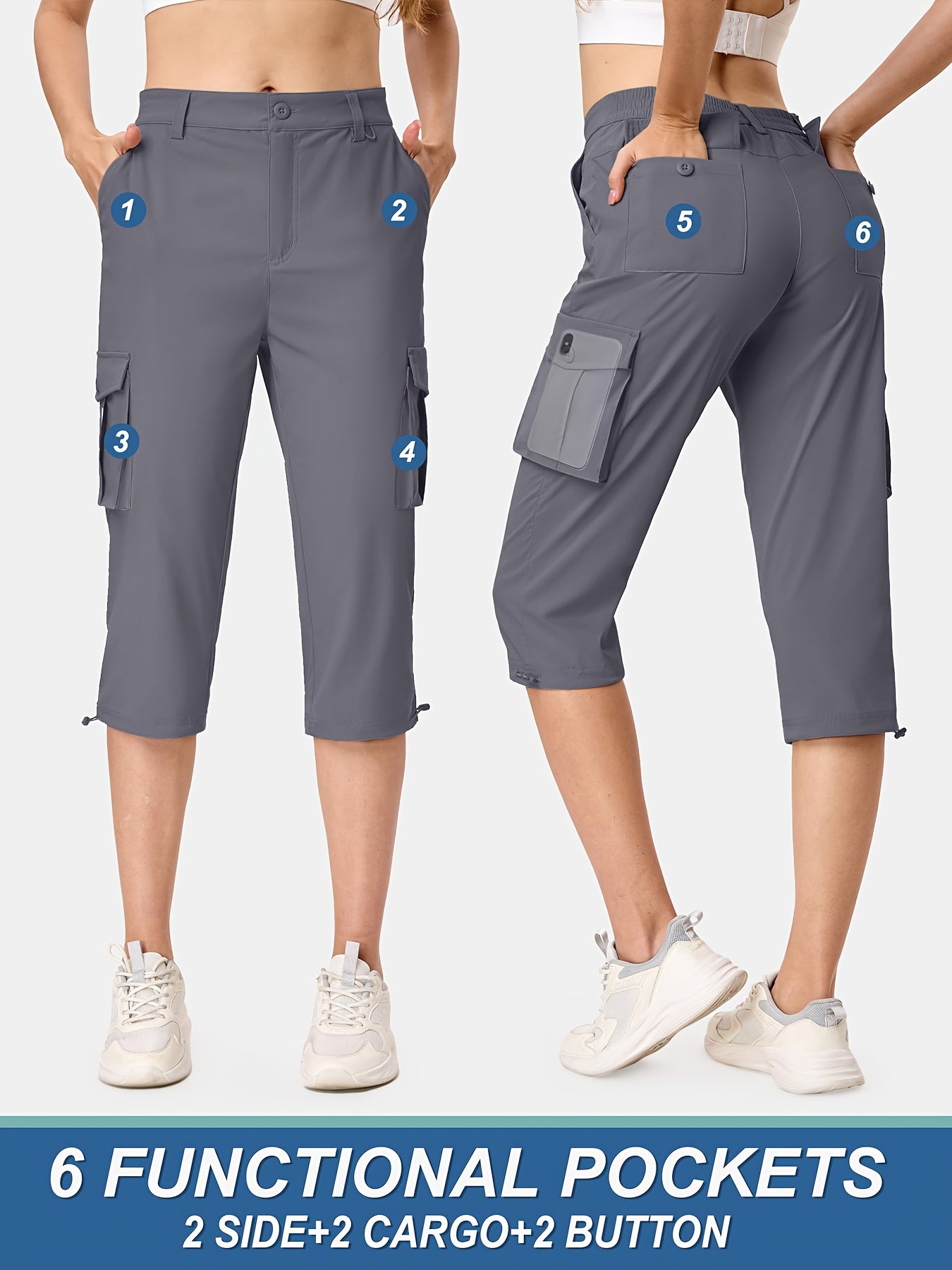 KEFITEVD Women's Hiking Cargo Shorts Lightweight Quick Dry
