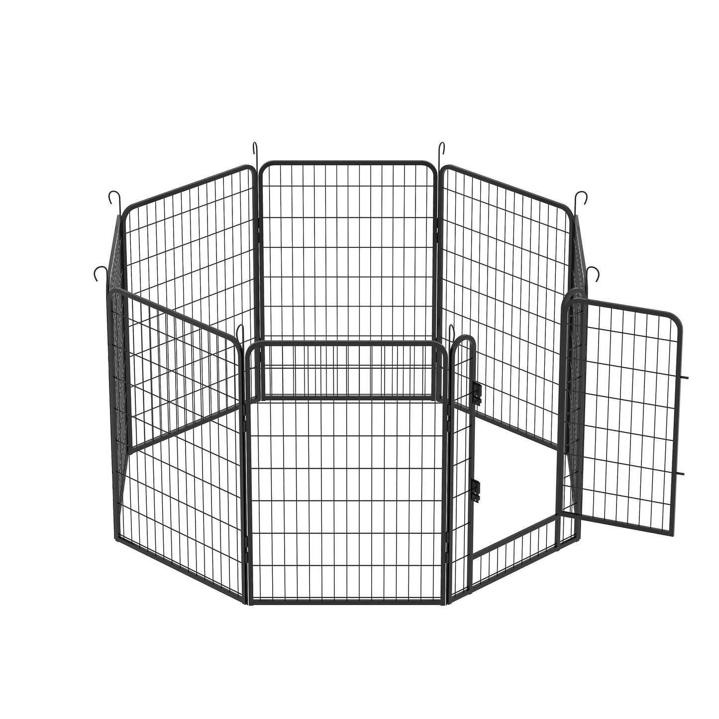 8 Panels Heavy Duty Metal Playpen With Door Durable Iron Dog Fence