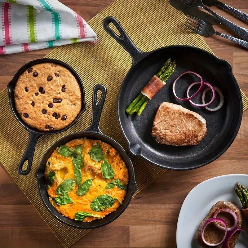Cast Iron Skillet 7-Piece Set - Heavy Duty Chef Quality