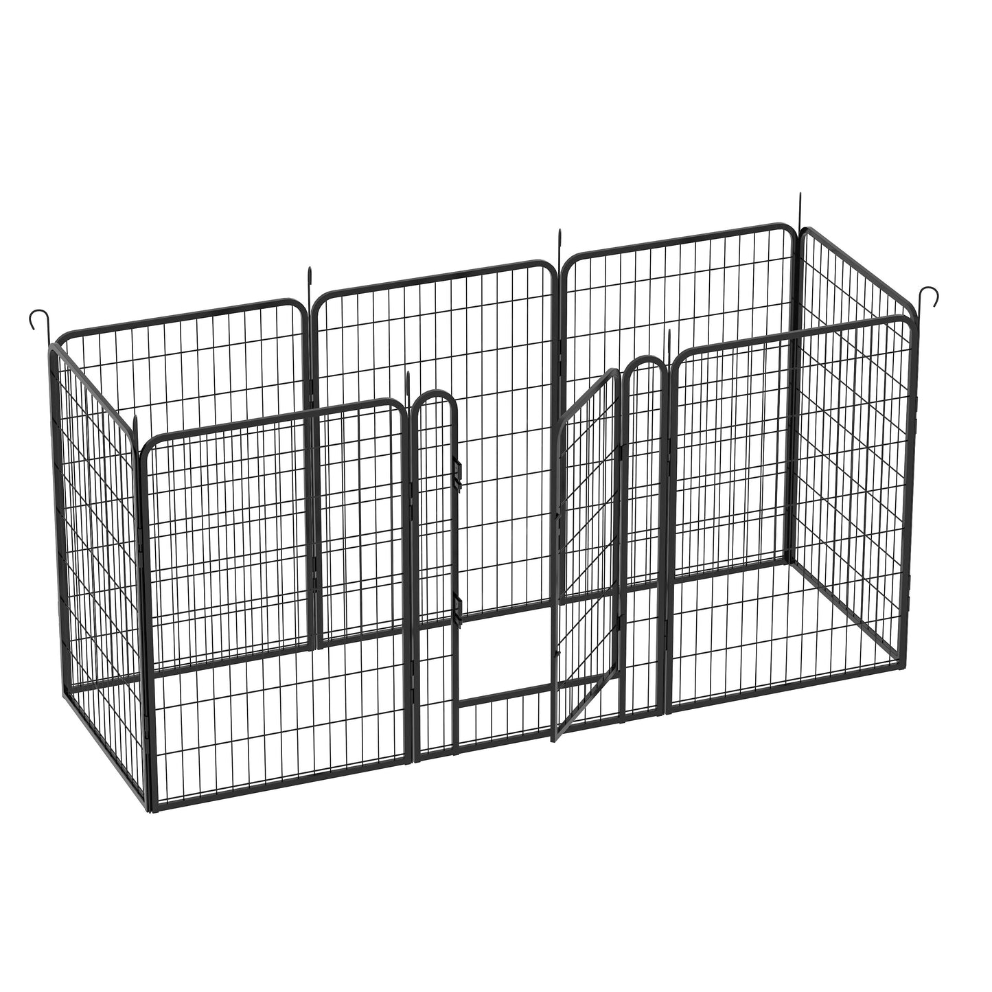 8 Panels Heavy Duty Metal Playpen With Door Durable Iron Dog Fence