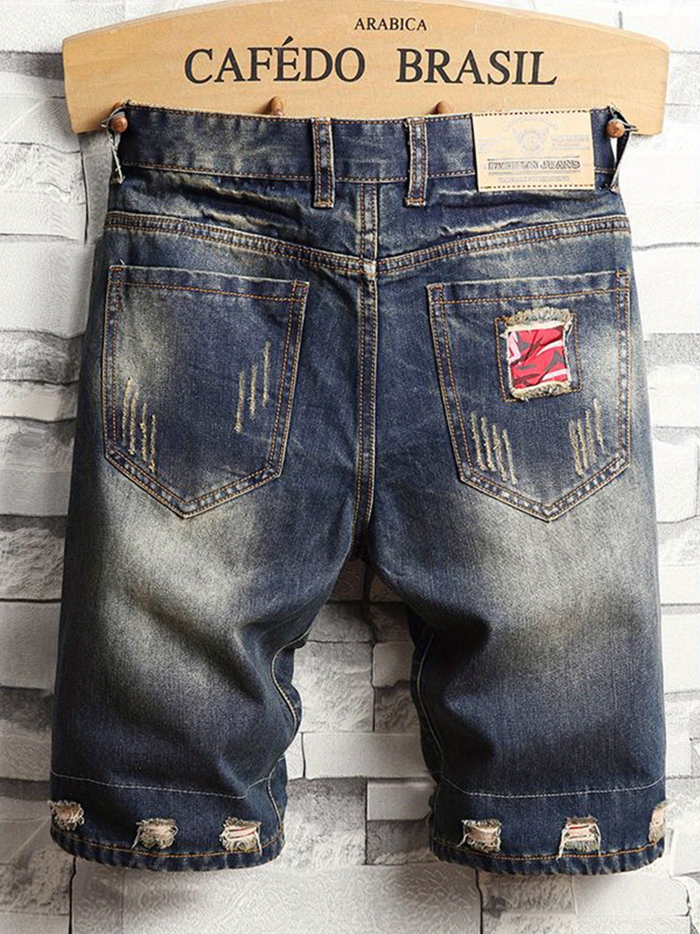 One Pair of Men's Ripped Shorts Vintage Summer Style