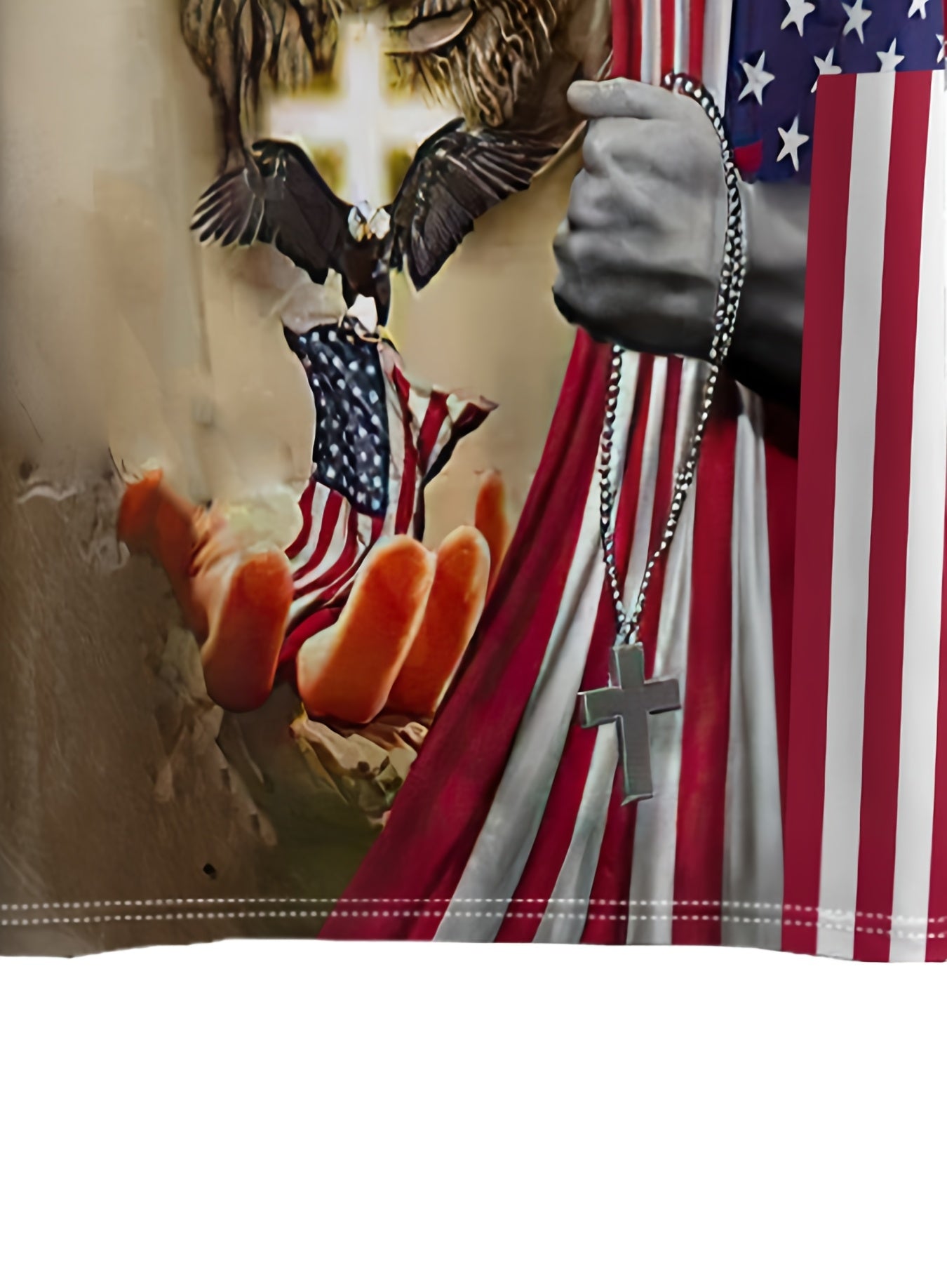 Patriotic Jesus Eagle American Flag Short Sleeve T Shirt