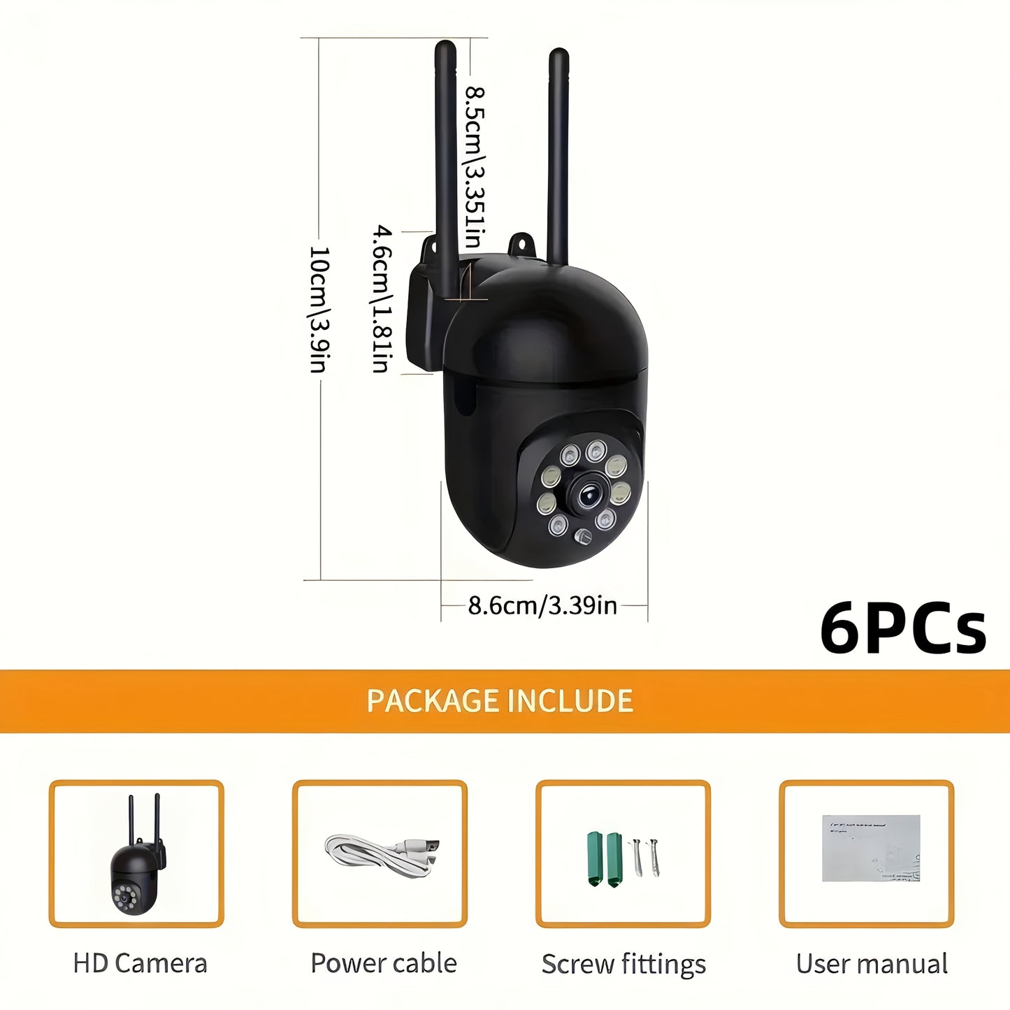 FULL HD 1080P WIFI 4Pcs Surveillance Camera - Indoor And Outdoor Long Range Night Vision Camera - 355 Degree Intercom Home Security Camera, 2.4G Home Security System, AI Mobile Detection, Two-Way Audio, Color Night Vision, Wi