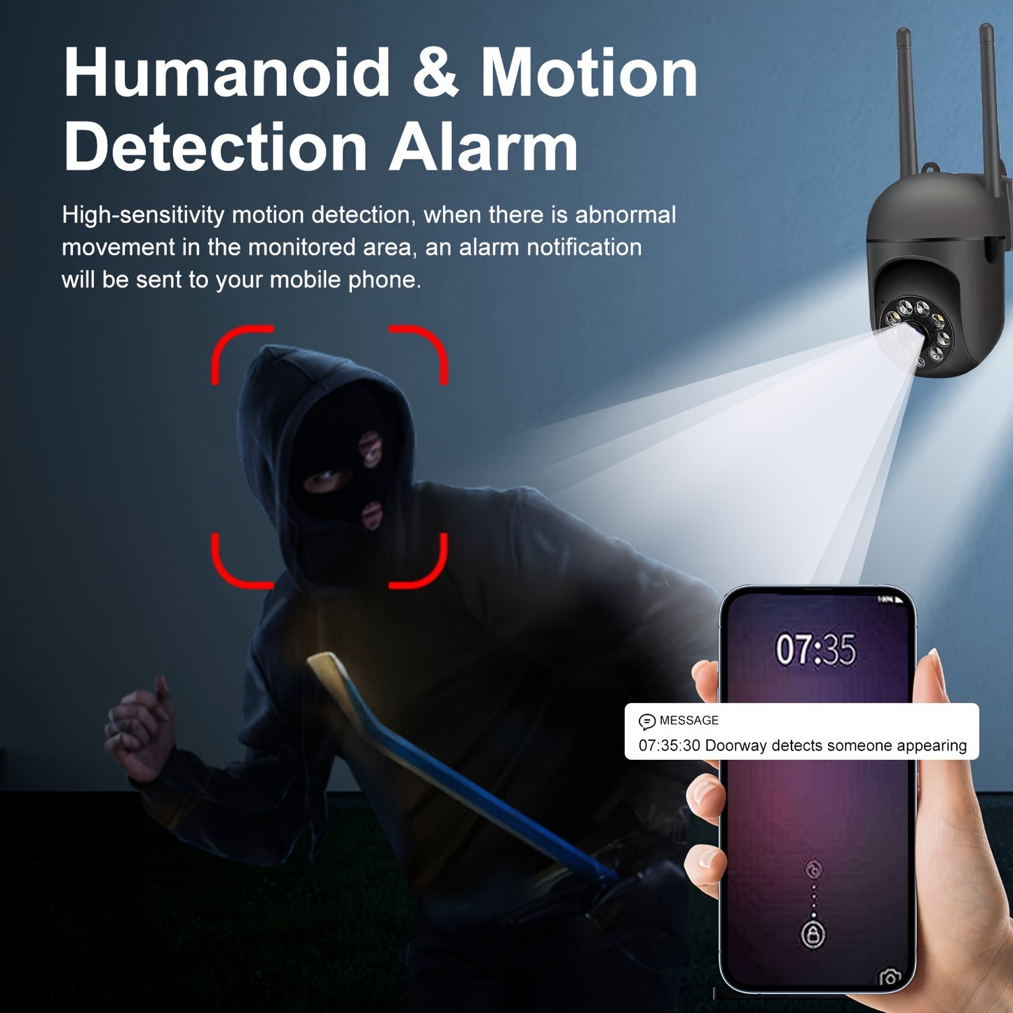FULL HD 1080P WIFI 4Pcs Surveillance Camera - Indoor And Outdoor Long Range Night Vision Camera - 355 Degree Intercom Home Security Camera, 2.4G Home Security System, AI Mobile Detection, Two-Way Audio, Color Night Vision, Wi