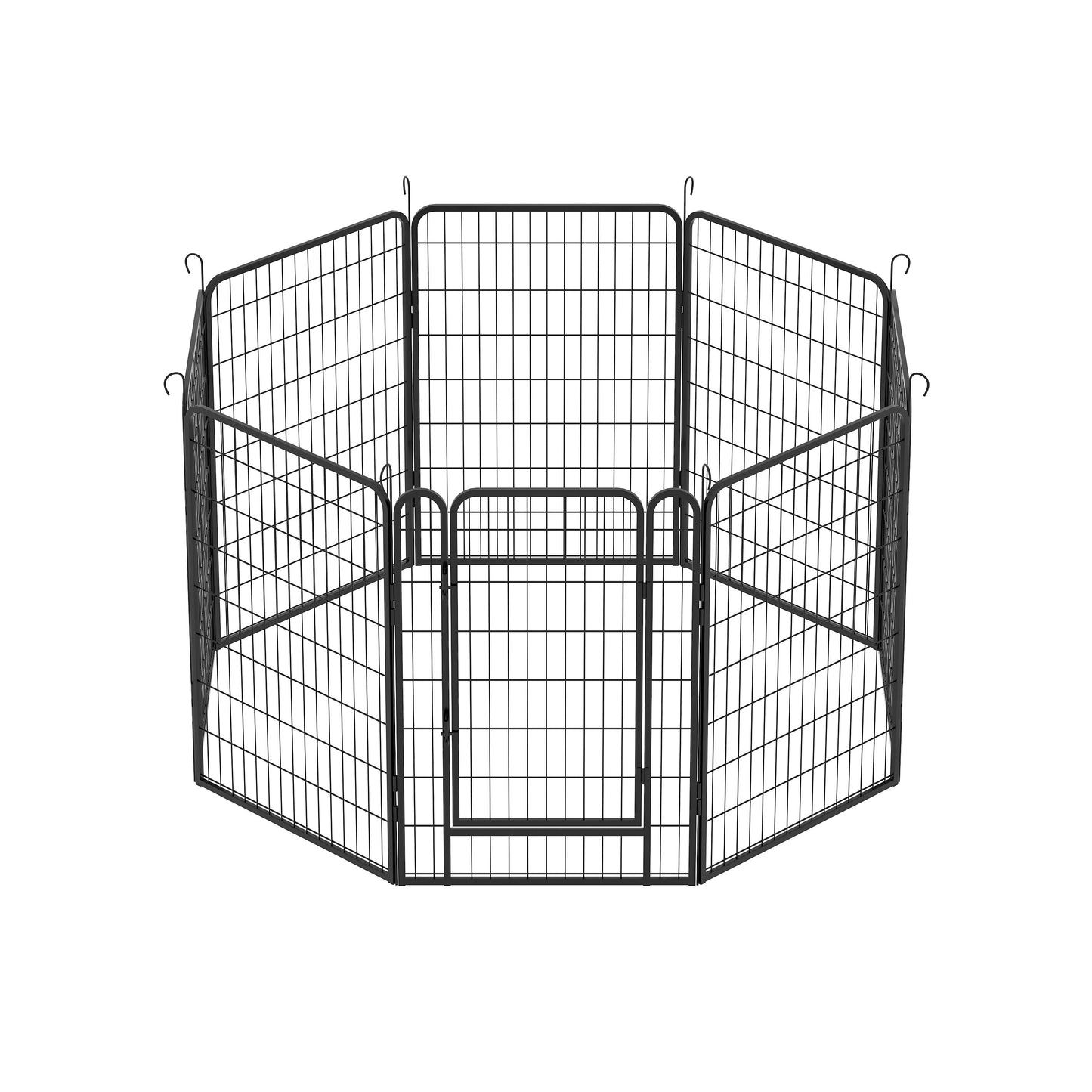 8 Panels Heavy Duty Metal Playpen With Door Durable Iron Dog Fence
