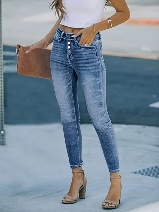 Women'S Skinny Jeans: High-Waisted, Elastic, Slim-Fit Design For Comfortable And Stylish Casual Style