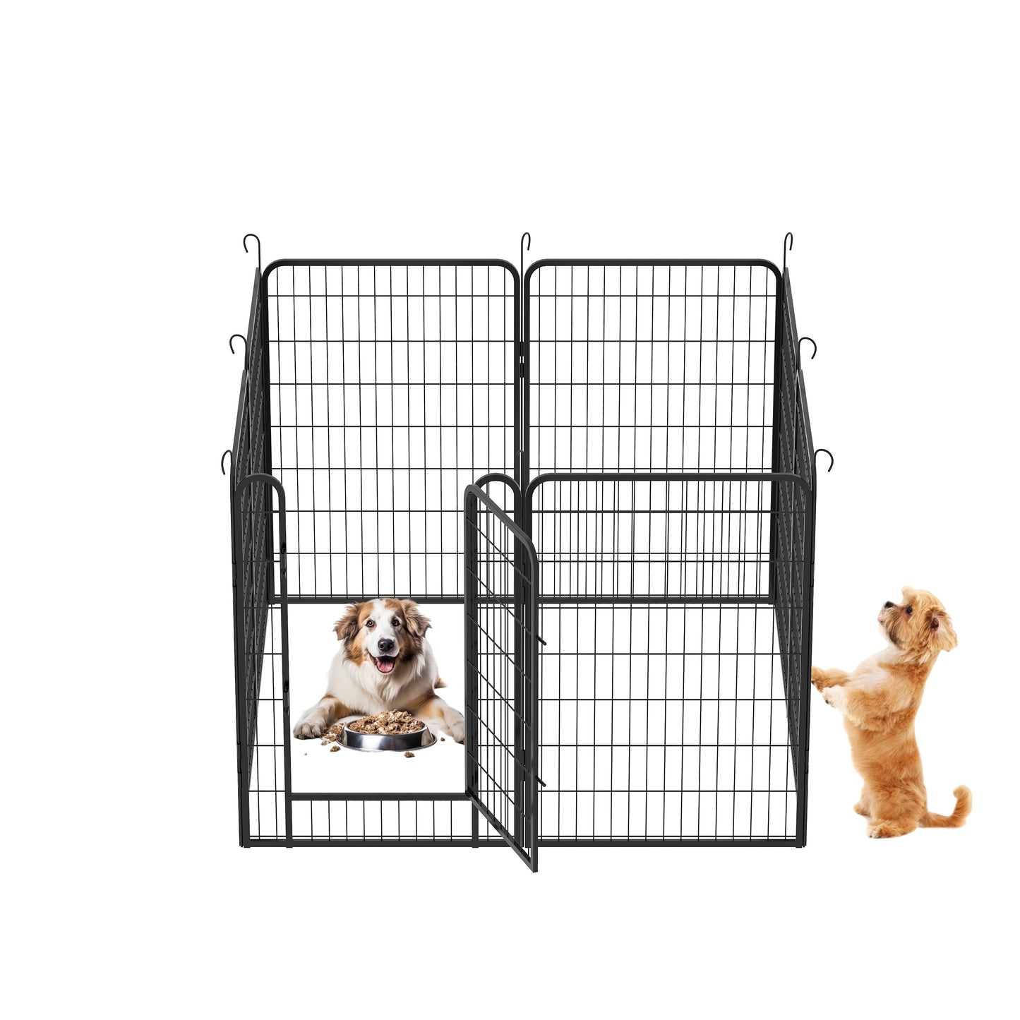 8 Panels Heavy Duty Metal Playpen With Door Durable Iron Dog Fence