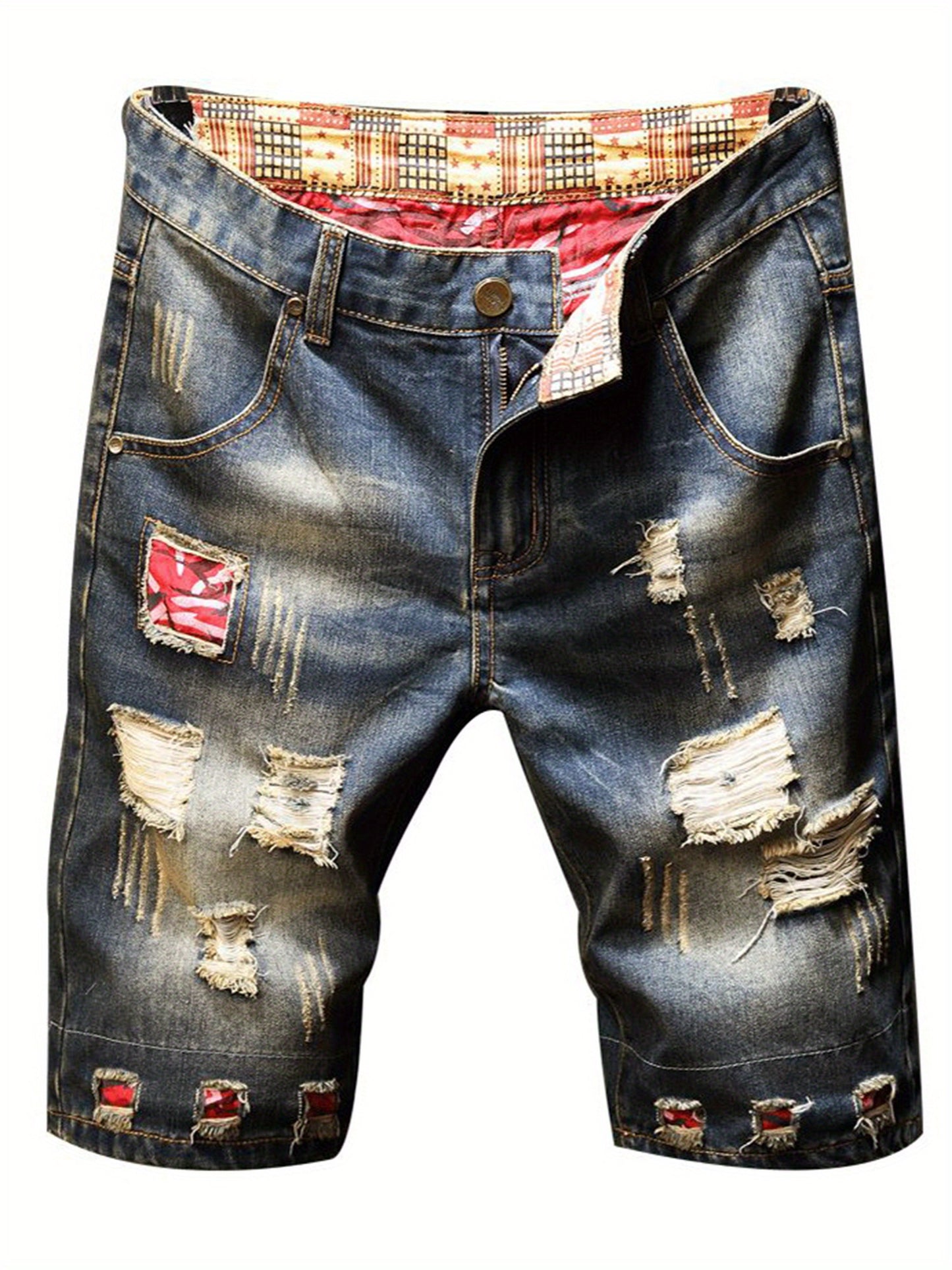 One Pair of Men's Ripped Shorts Vintage Summer Style
