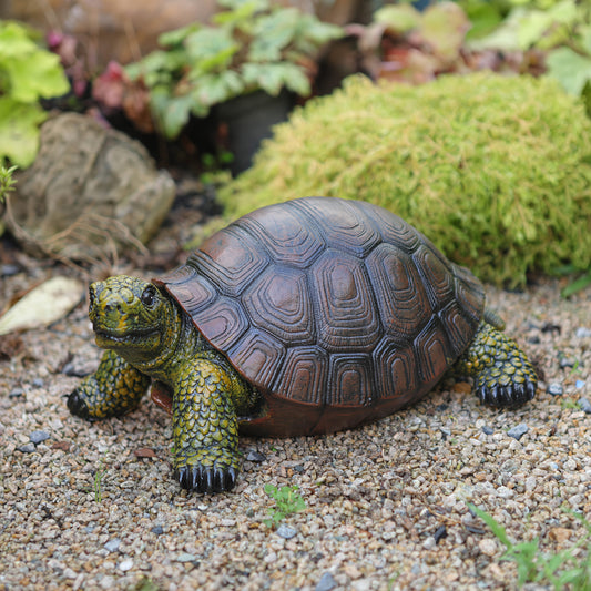 1pc Exquisite Turtle Statue Decoration, Resin Handicraft, Artistic Simulation Animal Sculpture, Suitable For Outdoor Gardens, Courtyards, Ponds - Independence Day Decoration, Weather-Resistant, Durable, And Colorful Decoratio